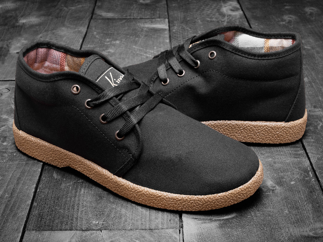 Modelo Black/Gum – Vegan Canvas Mid-Top Shoes – Kingston Union MFG